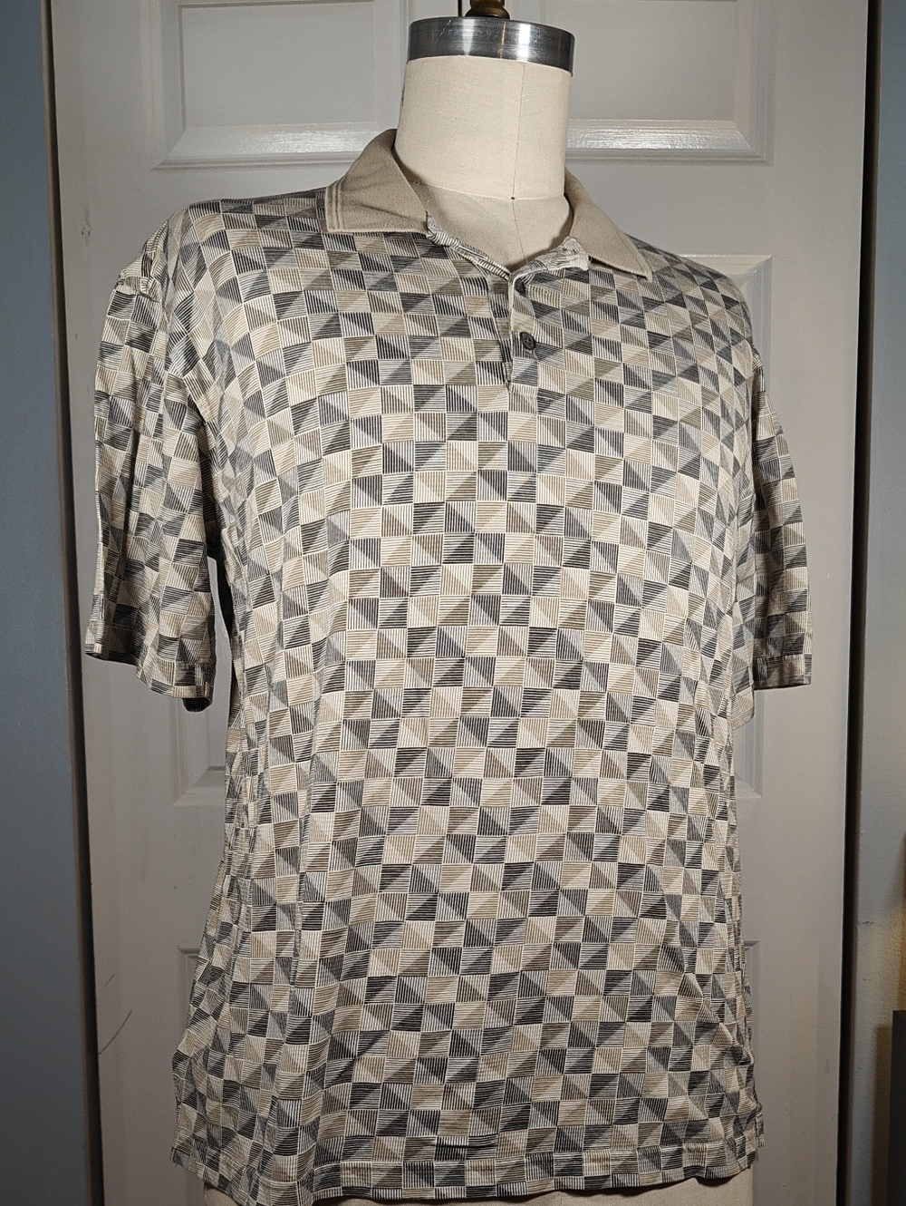 💸 Axist Geometric Print Polo - Tony Soprano Mobster Style